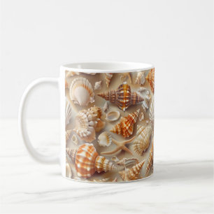 Caneca De Café Padrão Costeira Elegance Seashell