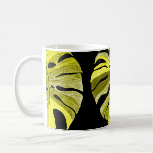 Caneca De Café Padrão criativo sem costura com folhas tropicais e