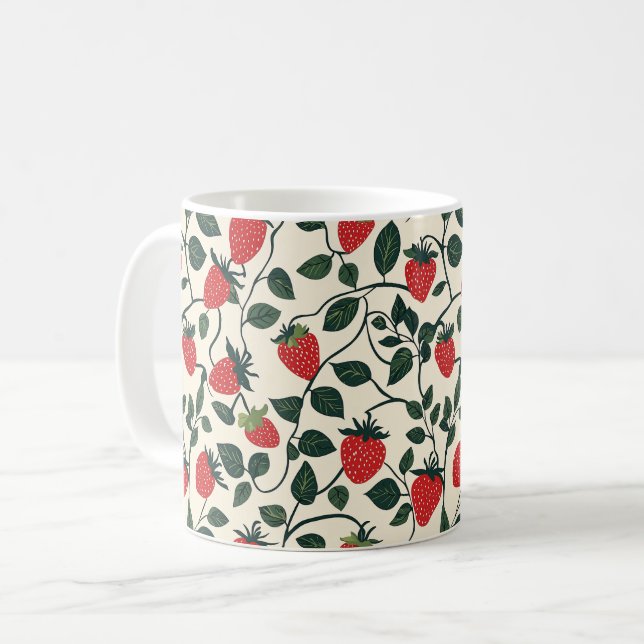 Caneca De Café Padrão da vinha de morango (Frente Esquerda)