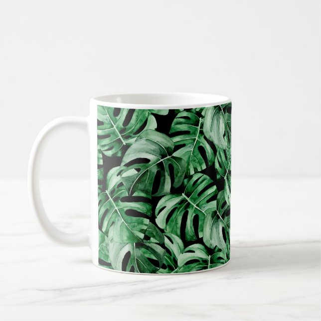 Caneca De Café Padrão das folhas da Monstera (Esquerda)