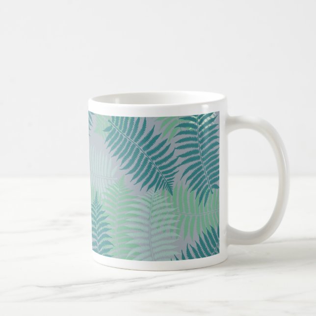 Caneca De Café padrão das folhas de samambaia nas cinzas (Direita)