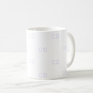 Caneca De Café Padrão das iniciais do monograma violeta branca