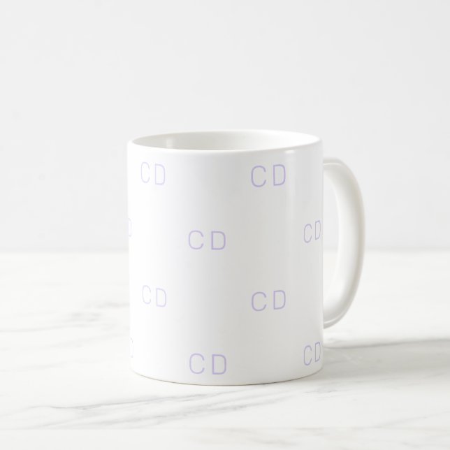Caneca De Café Padrão das iniciais do monograma violeta branca (Frente Esquerda)