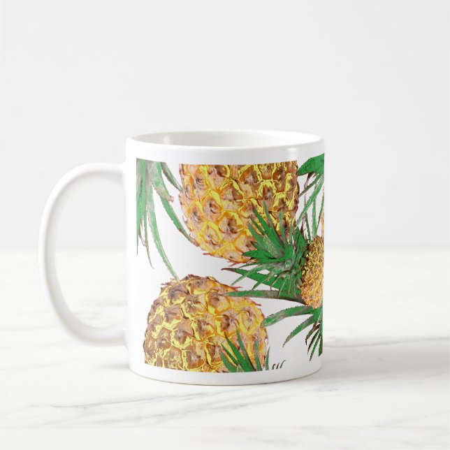 Caneca De Café Padrão de Abacaxi Delicioso Tropical (Esquerda)