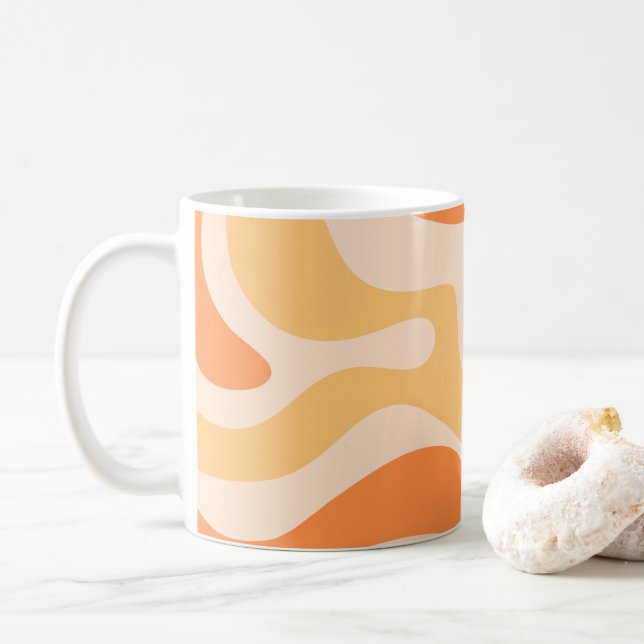 Caneca De Café Padrão de Abstrato de espiral líquida retrô em lar (Com Donut)
