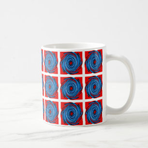 Caneca De Café Padrão de Abstrato de espiral vermelho azul