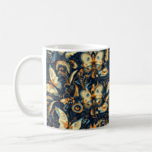 Caneca De Café Padrão de Abstrato de flores e borboletas
