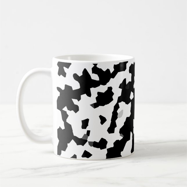 Caneca De Café Padrão de Abstrato de Fractal Branco Preto Irregul (Esquerda)