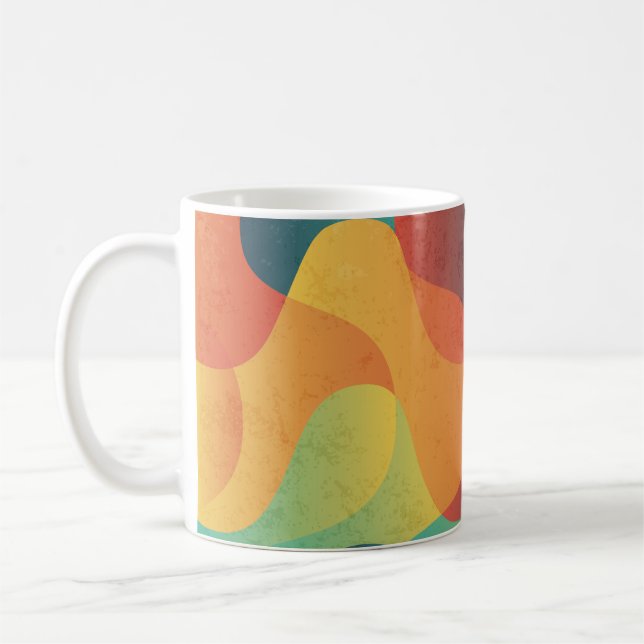 Caneca De Café Padrão de abstrato de onda colorida (Esquerda)