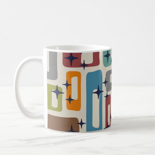 Caneca De Café Padrão de Abstrato Moderno do Meio século Retroati (Esquerda)