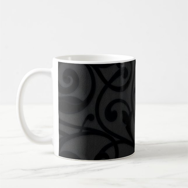 Caneca De Café Padrão de Abstrato preto girando incríveis (Esquerda)