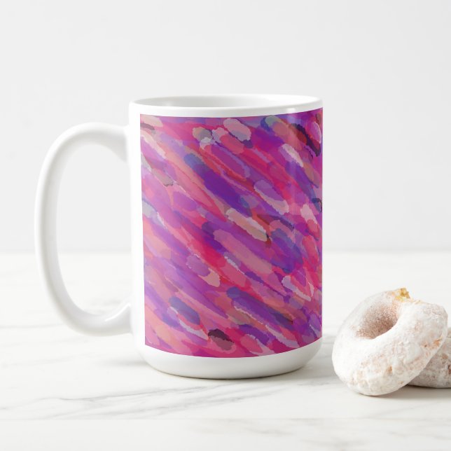 Caneca De Café Padrão de Abstrato púrpura e rosa (Com Donut)