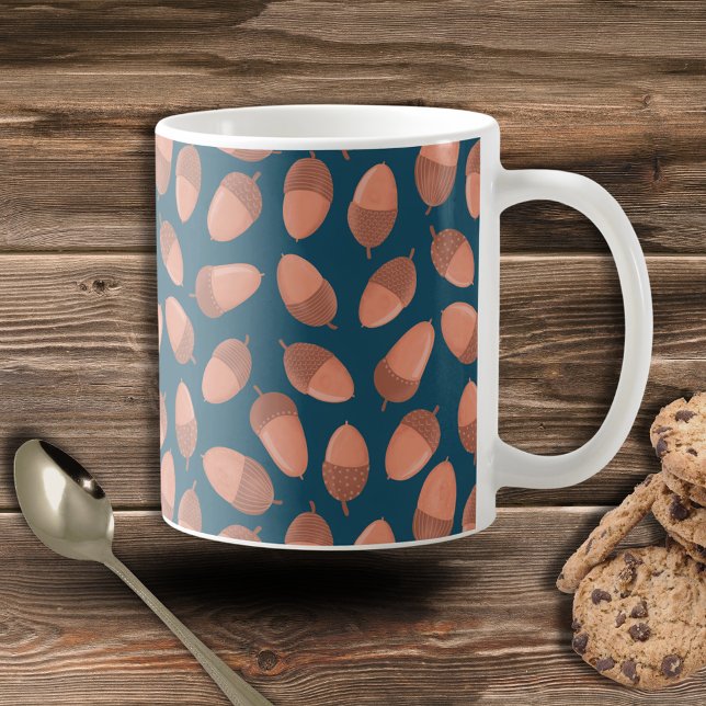 Caneca De Café Padrão de Acorn Azul (Acorn mug, great for Fall, Autumn hot chocolate and coffee lovers. )