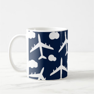 Caneca De Café Padrão de aeronaves voadoras azuis