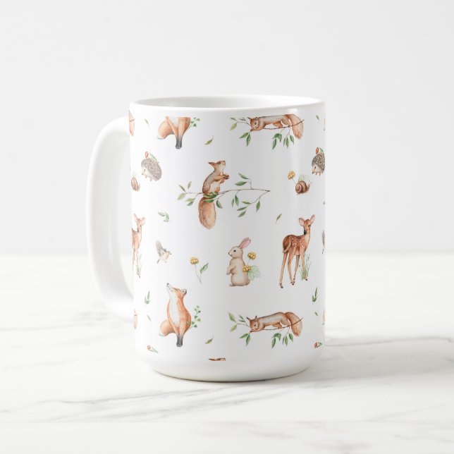 Caneca De Café Padrão de Amigos de Animais da Floresta Cura (Frente Esquerda)