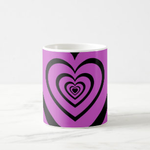 Caneca De Café Padrão de Amor Coração Hipnótico Roxo Preto
