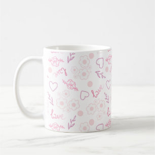 Caneca De Café Padrão de Amor Floral Romântico