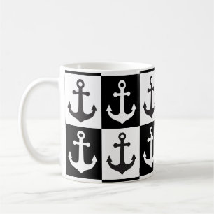 Caneca De Café Padrão de Âncora de Entrega Verificado - Preto e B