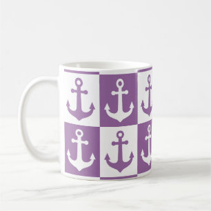 Caneca De Café Padrão de Âncora de Entrega Verificado - Roxo e Br