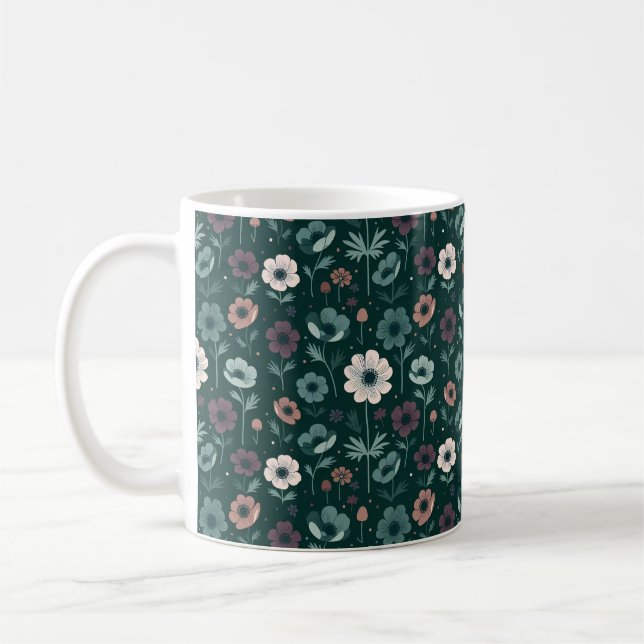 Caneca De Café Padrão de Anemone Encantador (Esquerda)