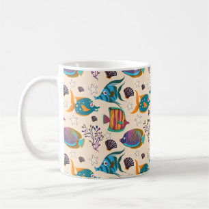 Caneca De Café Padrão de animais aquáticos vida submarina do