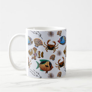 Caneca De Café Padrão de animais aquáticos   vida submarina do 