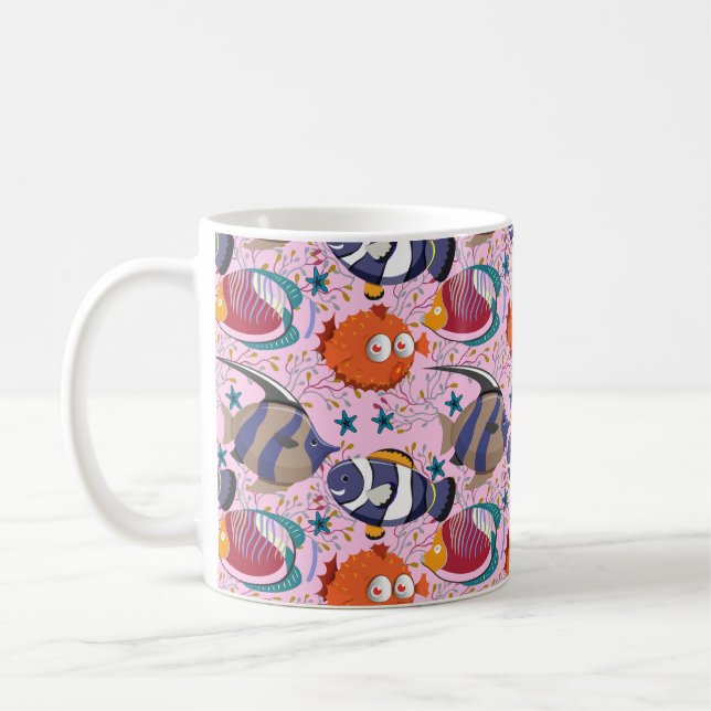 Caneca De Café Padrão de animais aquáticos | vida submarina do oc (Esquerda)