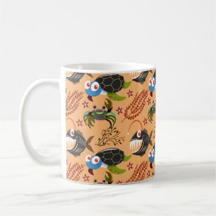 Caneca De Café Padrão de animais aquáticos vida submarina do oc