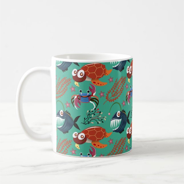 Caneca De Café Padrão de animais aquáticos | vida submarina do oc (Esquerda)