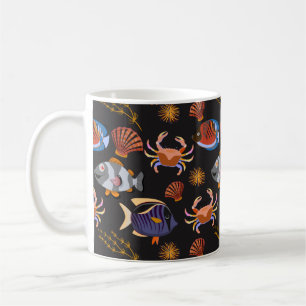 Caneca De Café Padrão de animais aquáticos vida submarina do oc