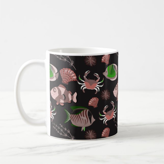 Caneca De Café Padrão de animais aquáticos | vida submarina do oc (Esquerda)