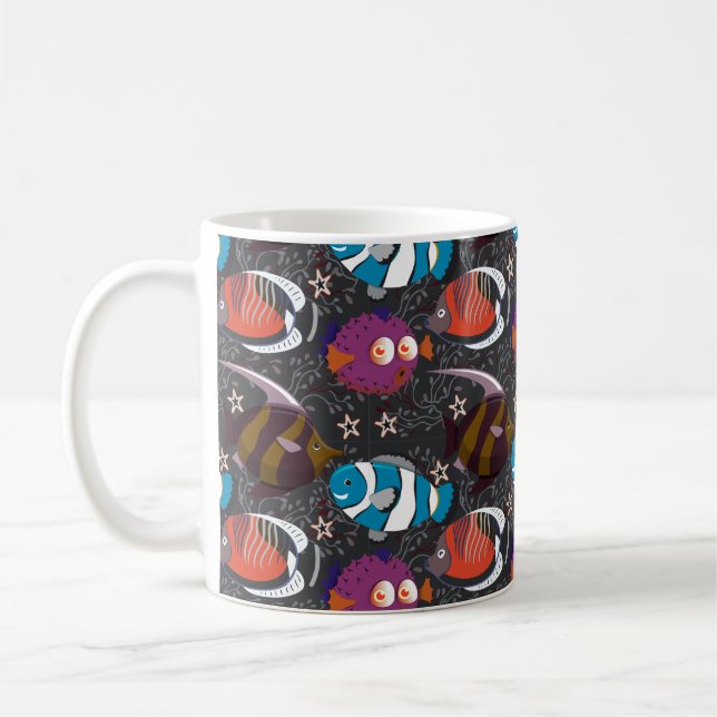 Caneca De Café Padrão de animais aquáticos | vida submarina do oc (Esquerda)