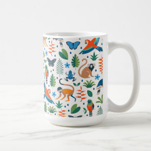 Caneca De Café Padrão de Animais da Floresta Tropical