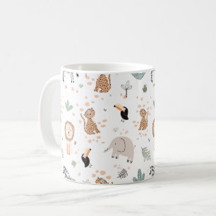 Caneca De Café Padrão de Animais da Floresta Tropical Selva