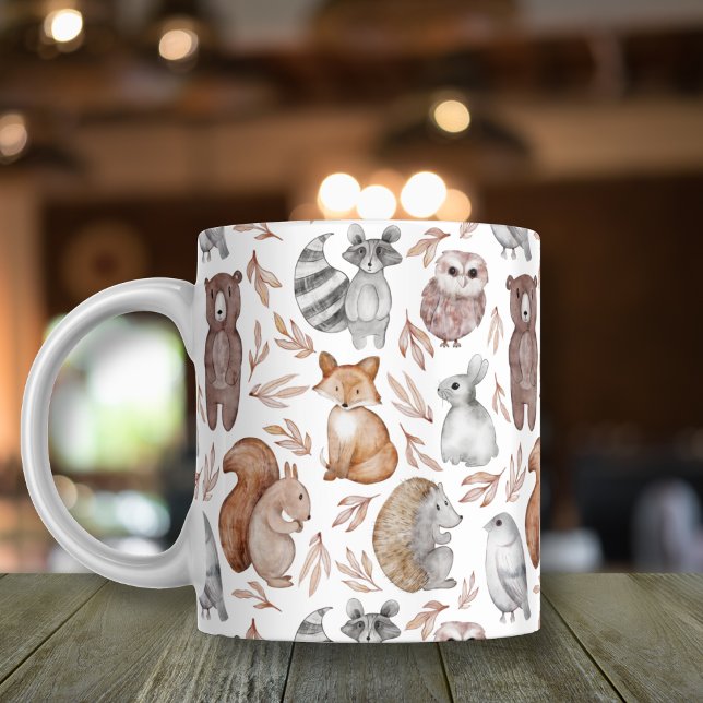 Caneca De Café Padrão de Animais da Floresta Whimsical (Criador carregado)