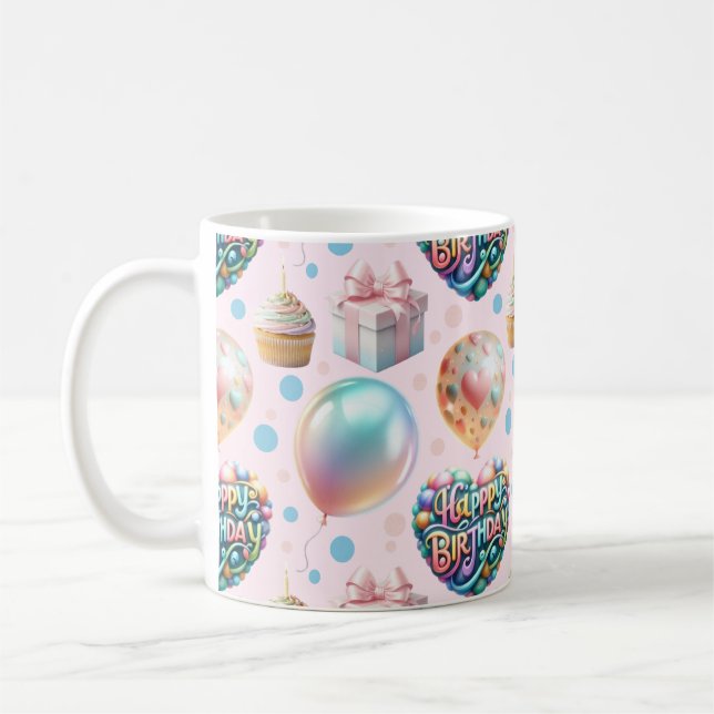 Caneca De Café Padrão de aniversário pastel fofo (Esquerda)