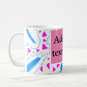Caneca De Café Padrão de aquarela azul rosa adicionar nome texto