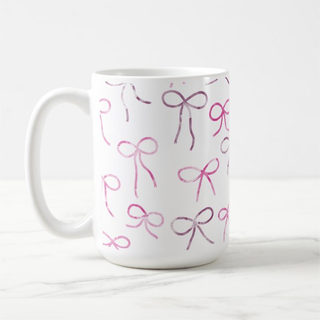 Caneca De Café Padrão de Aquarela de Fitas e Laços (Esquerda)