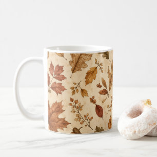 Caneca De Café Padrão de Aquarela de Folhas de Outono