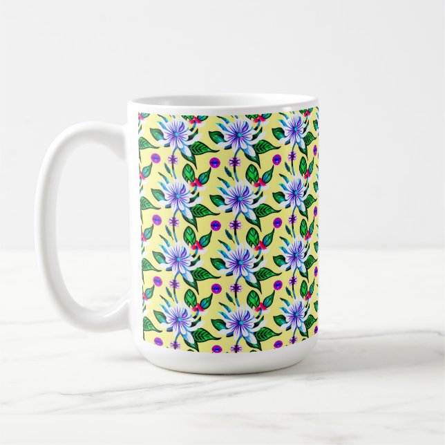 Caneca De Café Padrão de Aquarela Floral de Nouveau (Esquerda)