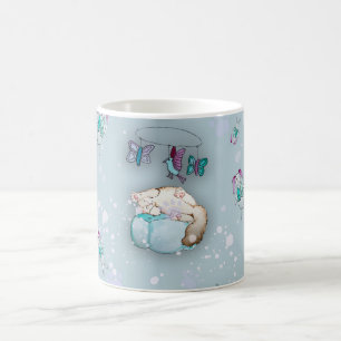 Caneca De Café Padrão de aquarela gatinhos dormindo fofos e seus