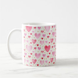 Caneca De Café Padrão de Aquarela Rosa e Dourado Romântico