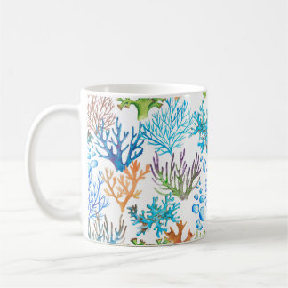 Caneca De Café Padrão de aquarelas desenhado à mão com corais. Un