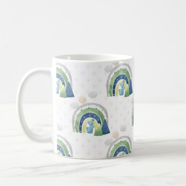 Caneca De Café Padrão de Arco-íris em Aquarela (Esquerda)