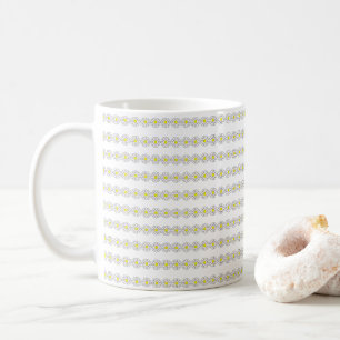 Caneca De Café Padrão de Arte de Linha de Margarida Amarela Retro