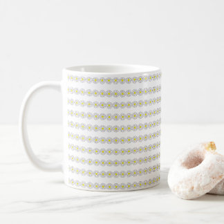 Caneca De Café Padrão de Arte de Linha de Margarida Amarela Retro