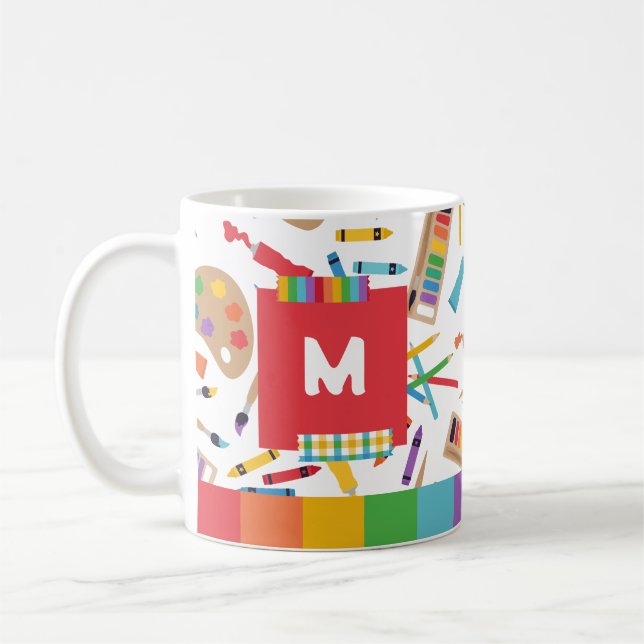 Caneca De Café Padrão de Arte de Listras de Arco-íris Agradecimen (Esquerda)