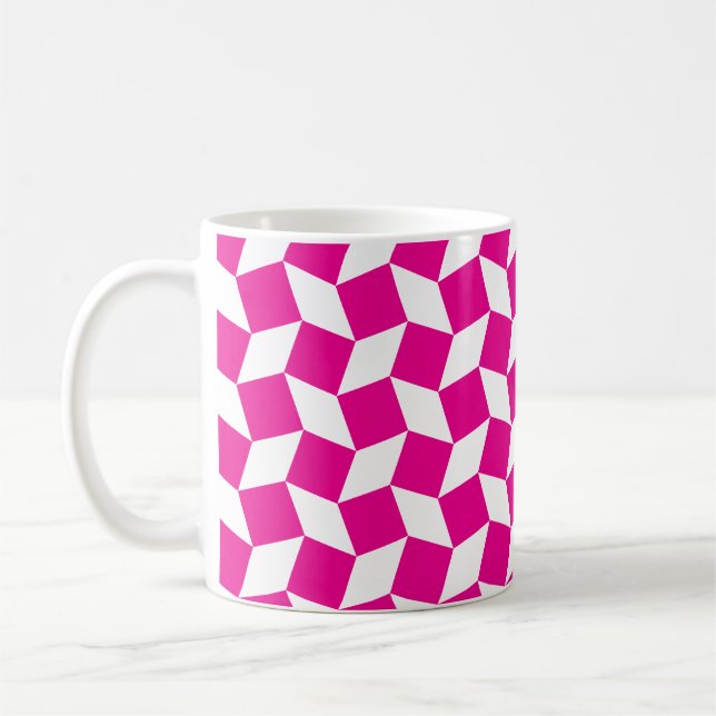 Caneca De Café Padrão de arte de Op rosa (Esquerda)