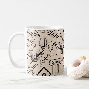 Caneca De Café Padrão de Arte Linear da Grécia Antiga