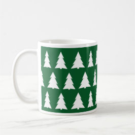 Caneca De Café Padrão de Árvore Branca Verde do Natal Moderno